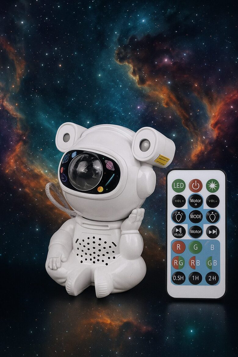 LED zvaigžņu lāzera projektors ar kosmosa un zvaigžņu projekciju, naktslampiņa bērniem, apgaismojums ar pulti un bluetooth skaļruni